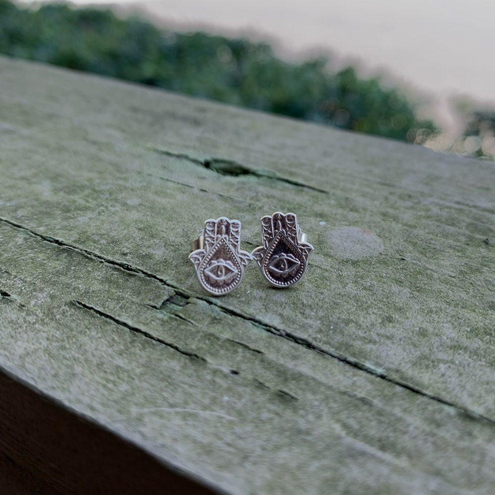 Alex and Ani • Sterling Silver Hamsa Studs